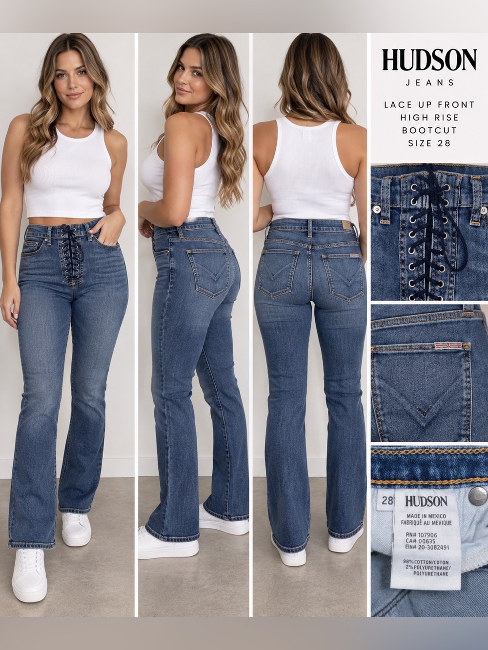 Hudson Jeans Size 28 Lace Up Corset Front High Rise Bootcut Jeans